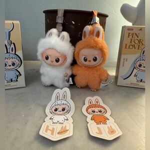 White and Orange Pin for Love Labubu.  H & J